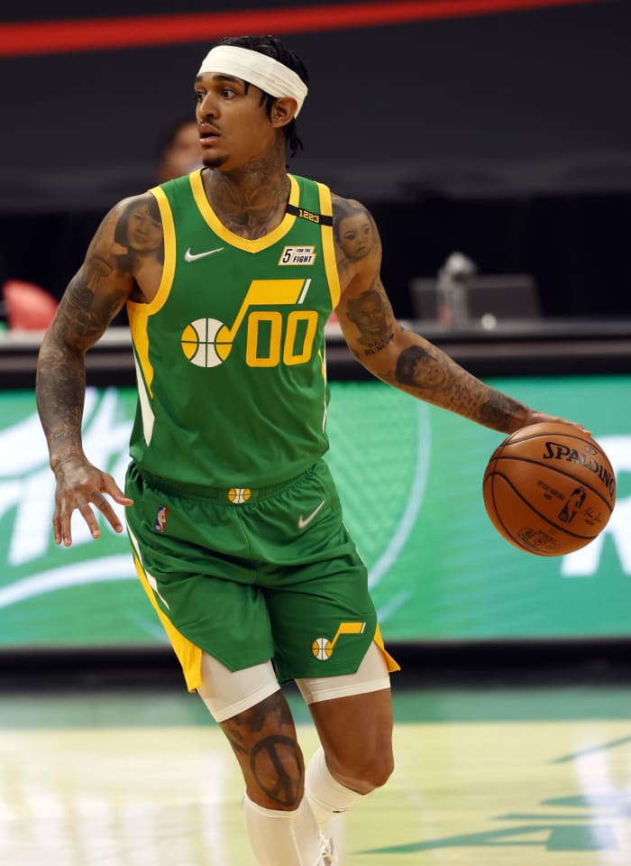 Jordan Clarkson (00) looks to make a play during a game earlier this season